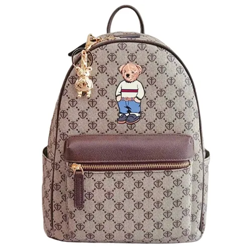 Balo Nữ TTWN BEAR Monogram Brown TN3318-14090 Màu Xám Nâu Size L