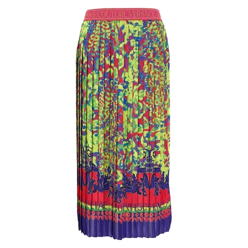 Chân Váy Versace Jeans Couture Pleated Skirt Lime Regular 76HAE8P5 NS436 609 Phối Màu Size 36