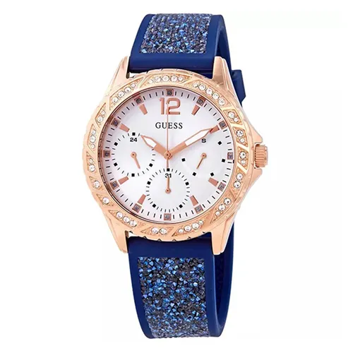 Đồng Hồ Nữ Guess Shimmering Swirl Crystal White Dial W1096L4 Màu Xanh Navy - Đồng hồ - Vua Hàng Hiệu