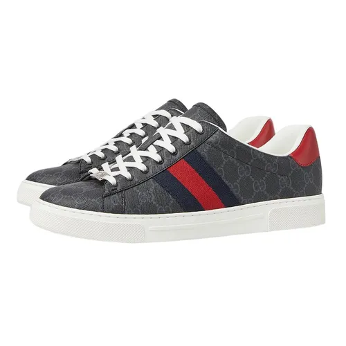 Giày Sneaker Nam Gucci ACE Metal Tag Red And Blue Web ‎760775 FACMZ 1065 Màu Đen Size 39.5