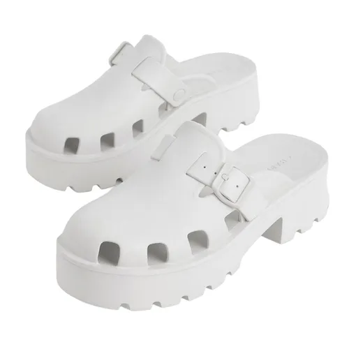 Giày - Giày Sục Charles & Keith CNK Mae Buckled Platform Mules - Chalk CK1-71920001 Màu Trắng Size 35 - Vua Hàng Hiệu