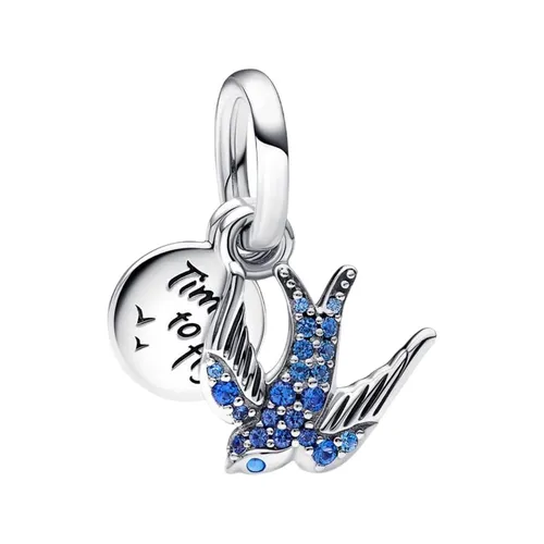 Hạt Vòng Charm Pandora Moments Chim Én Đính Đá Xanh 792570C01 Màu Xanh Bạc - Trang sức - Vua Hàng Hiệu