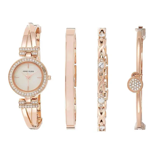Đồng hồ - Set Đồng Hồ + Vòng Đeo Tay Nữ Anne Klein Bangle Watch And Premium Crystal Accented Bracelet Set Màu Vàng Hồng - Vua Hàng Hiệu