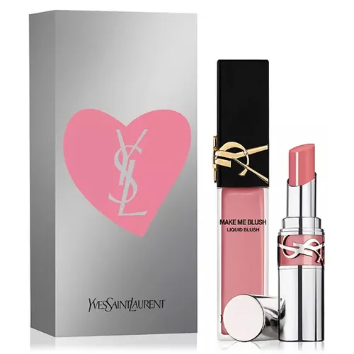 YSL - Set Phấn Má Hồng Và Son Dưỡng Yves Saint Laurent YSL (Make Me Blush 44 Nude + Loveshine Wet Shine 44 Nude Lavallière) Màu Hồng Nude - Vua Hàng Hiệu
