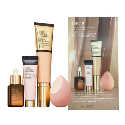 Trang điểm Estée Lauder Mọi loại da - Set Trang Điểm Estée Lauder Futurist Makeup Kit 4 Món (Serum + Kem Lót + Kem Nền + Bông Mút Tán Nền) - Vua Hàng Hiệu