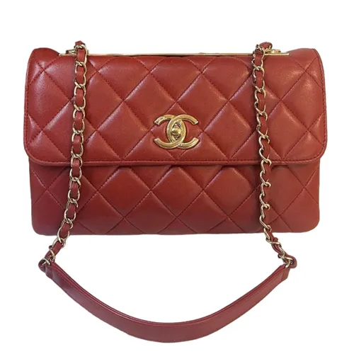 Túi Đeo Chéo Nữ Chanel Red Leather Quilted Trendy CC Flap Shoulder Bag Màu Đỏ