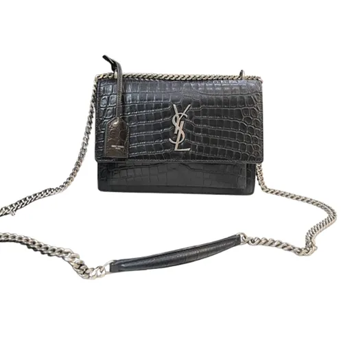 Túi xách - Túi Đeo Chéo Nữ Yves Saint Laurent YSL Croc Embossed Leather Monogram Sunset Shoulder Bag Màu Đen - Vua Hàng Hiệu