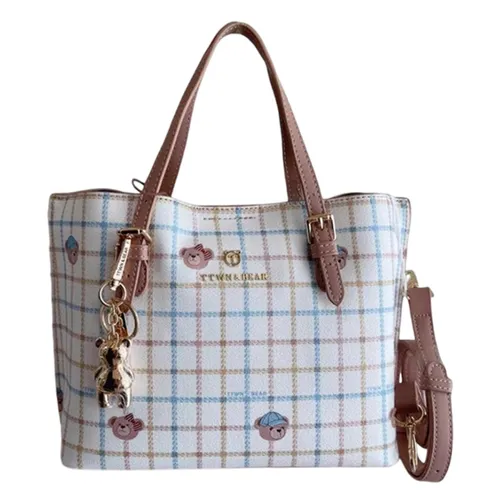Túi Tote Nữ TTWN BEAR TN3024-54190 Màu Trắng Kẻ