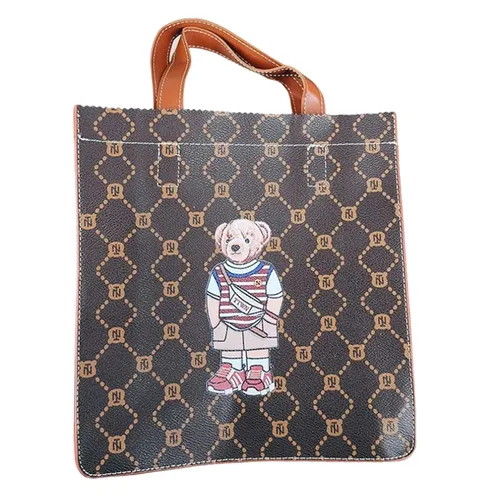 Túi Tote Nữ TTWN BEAR TN3521-103790 Logo Lưới Màu Nâu Đen