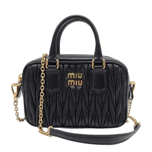 Túi xách - Túi Đeo Chéo Nữ Miu Miu Matelasse Nappa Handle Bag Màu Đen Size 16 - Vua Hàng Hiệu