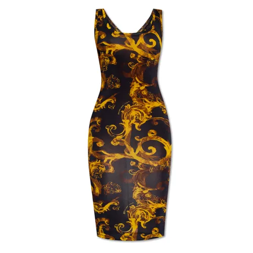 Thời trang Nữ Đen phối vàng - Váy Body Nữ Versace Jeans Couture Dress 76HAO9B6 JS291 G89 Màu Đen/Vàng Size 40 - Vua Hàng Hiệu