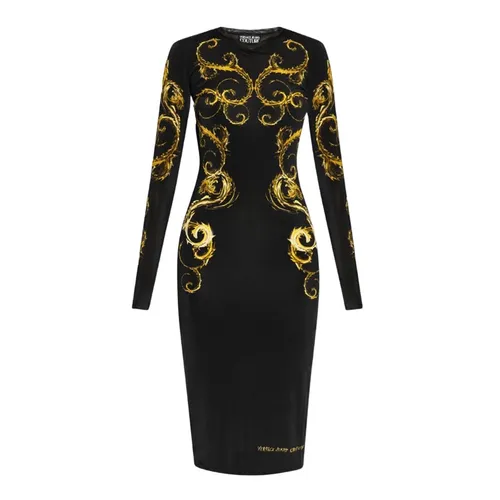Váy Nữ Versace Jeans Couture Black With Baroque Printed 77HAO9P8JS419G89 Màu Đen Vàng Size 38