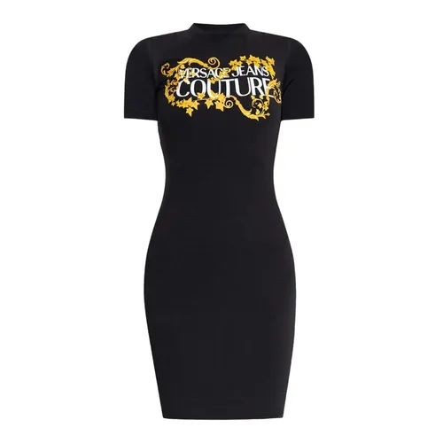 Váy Nữ Versace Jeans Couture Black With Logo Printed 77HAOE05CJ02EG89 Màu Đen Size M