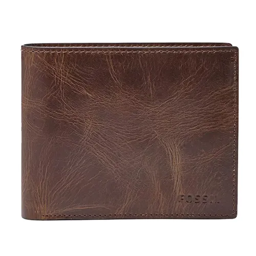 Túi xách - Ví Nam Fossil Rfid Large Coin Pocket Bifold ML3687201 Màu Nâu - Vua Hàng Hiệu