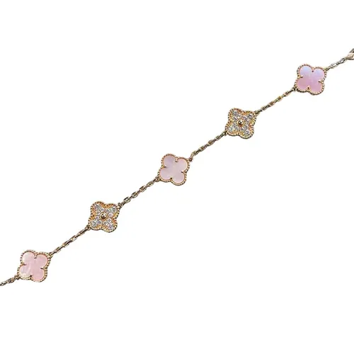 Trang sức Vòng đeo tay Vàng 18k, Kim cương - Vòng Đeo Tay Nữ Jewery Luxury Vintage Alhambra Bracelet 5 Motifs Màu Vàng Hồng - Vua Hàng Hiệu