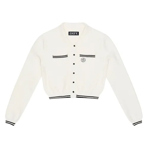 Thời trang - Áo Khoác Len Nữ SMFK White With Logo Embroidered UG008W Màu Trắng Size M - Vua Hàng Hiệu
