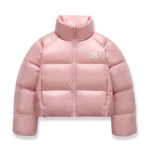 Áo Khoác Nữ MLB Crop Glossy Curve Padding New York Yankees 3FDJB2046-50PKM Màu Hồng