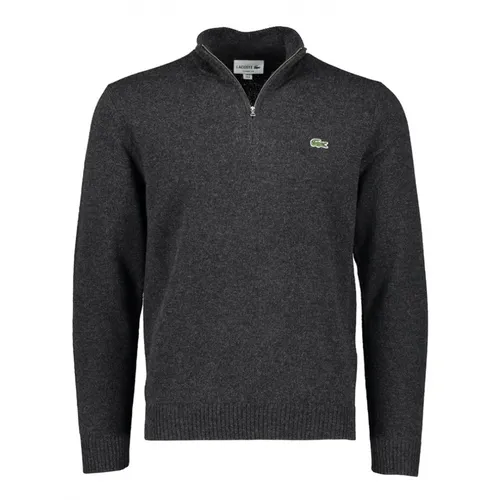 Thời trang - Áo Len Nam Lacoste Half-Zip Wool Sweater AH1953 Màu Xám Đậm Size 2 - Vua Hàng Hiệu
