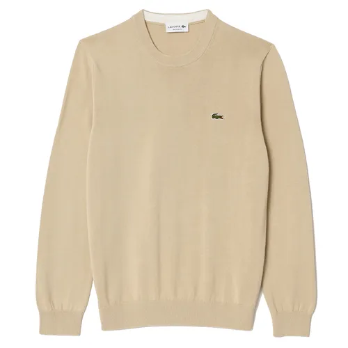 Thời trang - Áo Len Nam Lacoste Men's Round Neck Cotton Sweater Màu Be Size 2 - Vua Hàng Hiệu