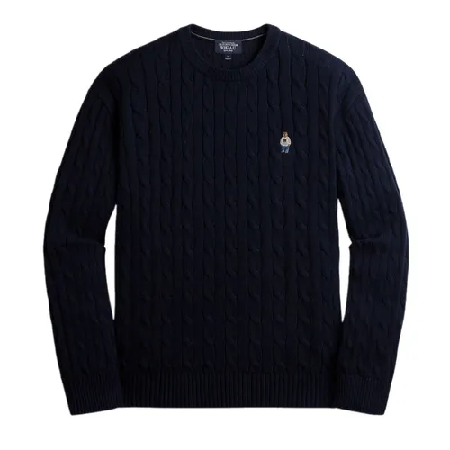 Thời trang - Áo Len Nam WHOAU Steve Cable (M) WHKAE1102M Màu Xanh Navy - Vua Hàng Hiệu