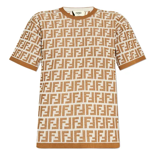 Thời trang - Áo Len Nữ Fendi Brown With FF Logo Printed FZXC38/AS0T Màu Nâu Size 40 - Vua Hàng Hiệu