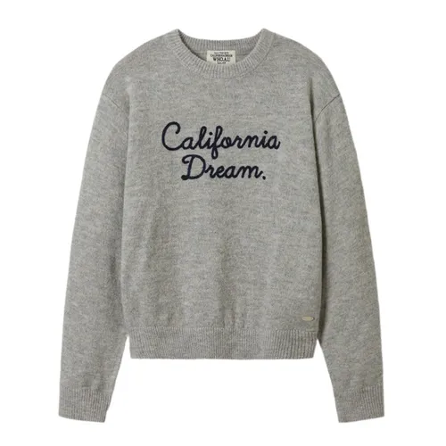 Thời trang - Áo Len WHOAU Lettering Sweater WHKAE4T83F Màu Xám - Vua Hàng Hiệu