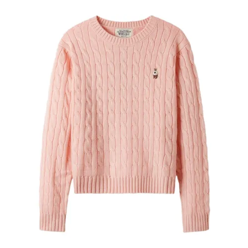 Áo Len Nữ WHOAU Steve Cable R-neck Pull Over WHKAE4901F Màu Hồng