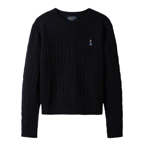 Áo Len Nữ WHOAU Steve Cable R-neck Pull Over WHKAE4901F Màu Xanh Navy Size M