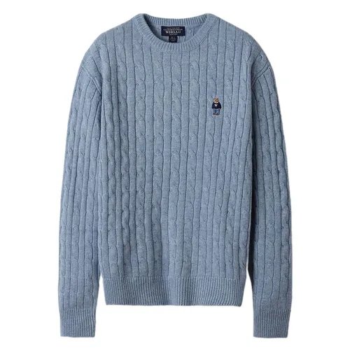 Thời trang - Áo Len Nam WHOAU Steve Cable Sweater (U) WHKAE1102M Màu Xanh Dương - Vua Hàng Hiệu