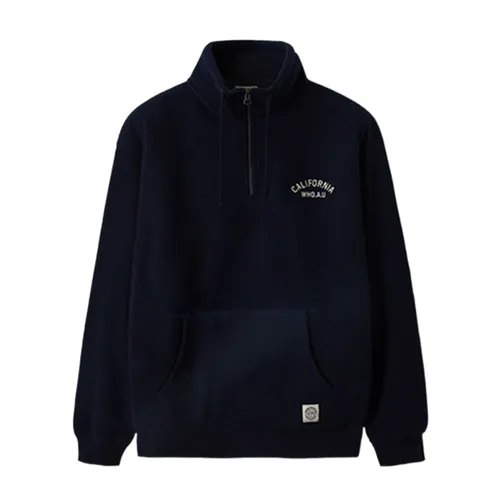 Áo Nỉ Sweater WHOAU Fleece Pocket Half Zip-up WHMAE4V31U-NV Màu Xanh Navy