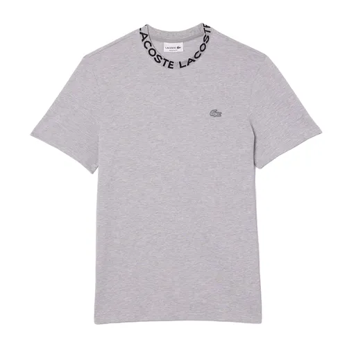 Áo Phông Nam Lacoste Regular Fit Lightweight Piqué Jacquard Neck Tshirt TH7488-CCA Màu Xám Size 4