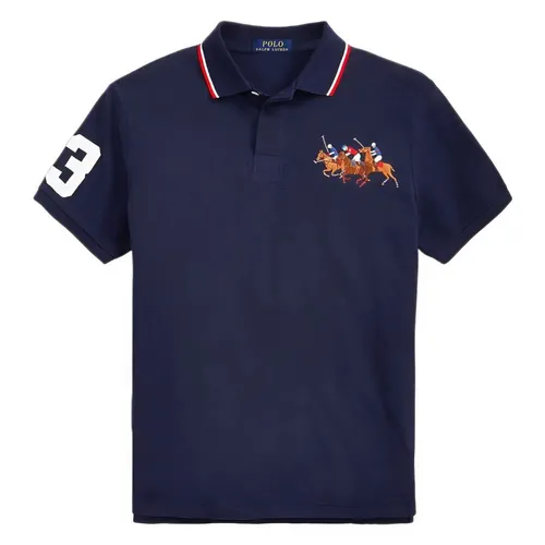 Ralph Lauren - Áo Polo Nam Ralph Lauren Custom Slim Fit Triple Pony Shirt 614006 - NVY Màu Xanh Navy Size XS - Vua Hàng Hiệu