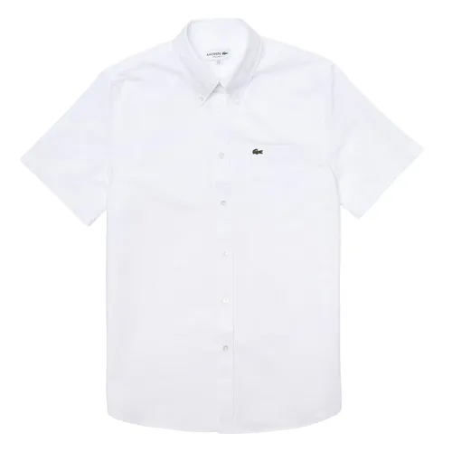 Áo Sơ Mi Cộc Tay Nam Lacoste Regular Fit Premium Cotton Shirt CH2949 001 Màu Trắng Size 40