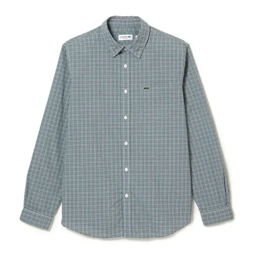 Áo Sơ Mi Nam Dài Tay Lacoste Regular Fit Check Print Shirt CH0193-TQ1 Màu Kẻ Xanh Lá Size 39