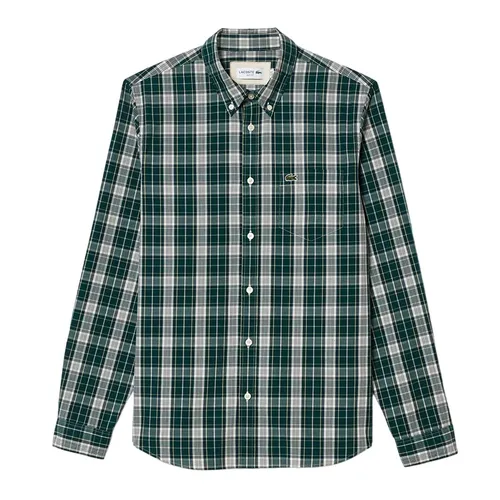 Áo Sơ Mi Nam Lacoste Slim Fit Stretch Plaid Shirt CH3745 - IX9 Màu Xanh Green Size 38