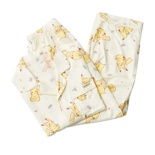Spao Nữ - Bộ Ngủ Pyjama Dài Tay Nữ Spao Pokemon Master SPPPE49U06-CR Màu Kem Size S - Vua Hàng Hiệu