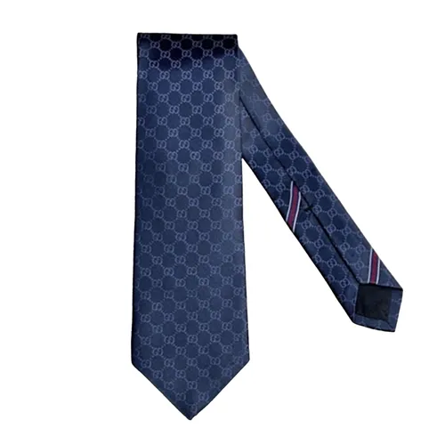Cà Vạt Nam Gucci GG Pattern Silk Tie Màu Xanh Navy