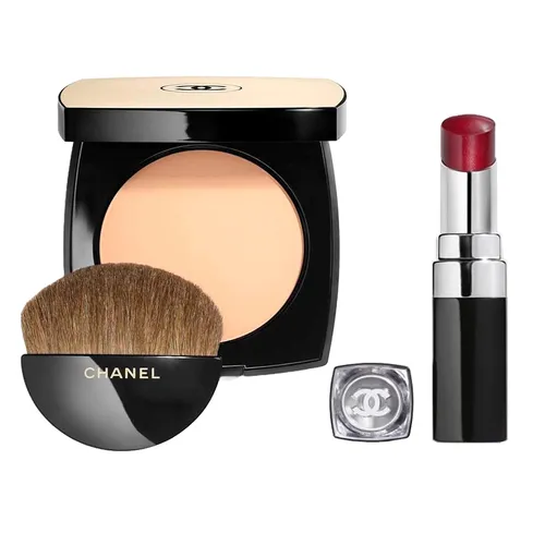 Trang điểm Bộ sản phẩm - Combo Phấn Phủ Hiệu Ứng Căng Mịn Chanel Tone B10 + Son Chanel Rouge Coco Bloom 140 Alive Màu Đỏ Tươi 2 Món - Vua Hàng Hiệu
