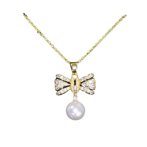 Dây Chuyền Nữ Kya Jewel Dazzling Pearl Bow PN29 Màu Vàng Trắng