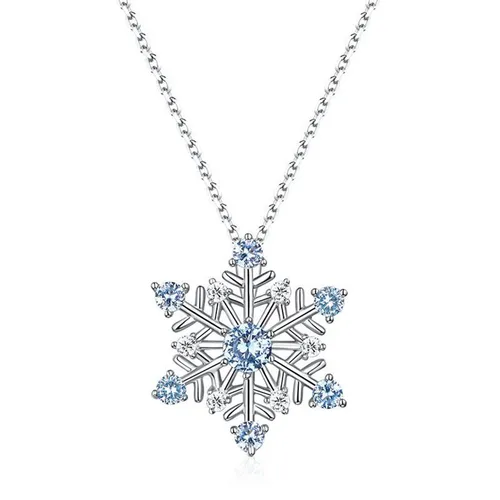 Dây Chuyền Nữ Lili Jewelry Hình Bông Tuyết Đính Đá Spinel Xanh LILI_776442 Màu Bạc/Xanh