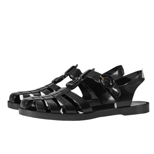 Dép Nam Sandals - Dép Sandal Nam Gucci Men's Sandal With Double G Màu Đen Size 42 - Vua Hàng Hiệu