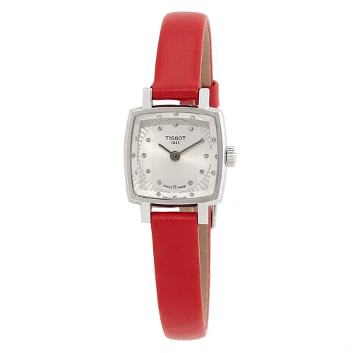 Đồng hồ - Đồng Hồ Nữ Tissot Lovely Square Valentines Quartz Diamond Silver Dial Ladies Watch T0581091603600 Màu Đỏ - Vua Hàng Hiệu