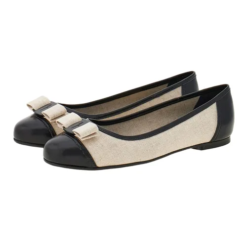 Giày Salvatore Ferragamo - Giày Bệt Nữ Salvatore Ferragamo Varina Ballet Flat 01H948 773233 Màu Đen Be Size 40.5 N-QU - Vua Hàng Hiệu
