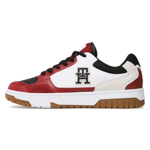 Giày Sneaker Nam Tommy Hilfiger Basket Street Mix Black FM04695 - 001 Màu Trắng Đỏ Size 7.5