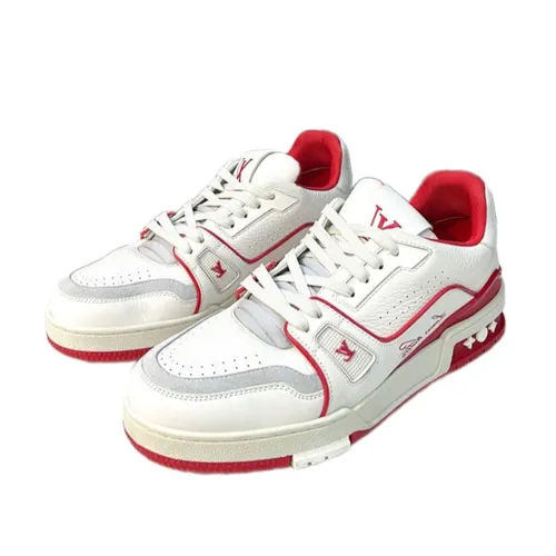 Giày Louis Vuitton Nam Hàng Hiệu Used - Giày Thể Thao Nam Louis Vuitton LV Trainer Signature Marine Red Best Quality Màu Trắng - Đỏ Size 6 - Vua Hàng Hiệu