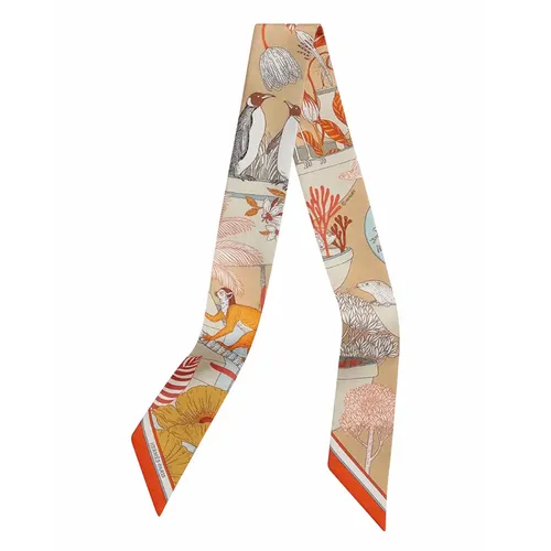 Khăn Lụa Nữ Hermès Precious Paradise Twilly Scarf Beige Doré / Orange / Gris Bleu Màu Be N-MHM - Thời trang - Vua Hàng Hiệu