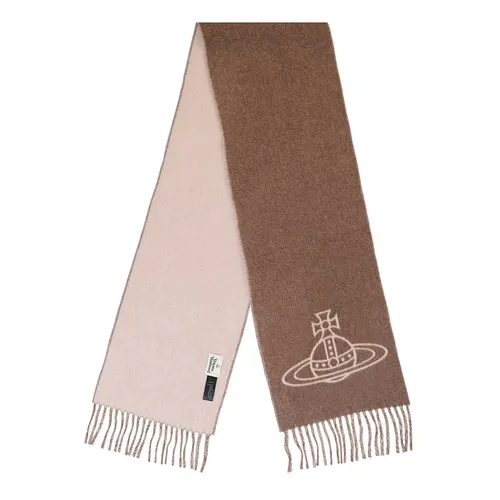 Khăn Quàng Cổ Vivienne Westwood Orb-Logo Wool Scarf Double-Sided Hai Mặt Màu Nâu/Be - Thời trang - Vua Hàng Hiệu