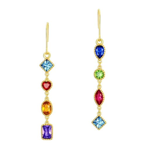 Trang sức Lili Jewelry Khuyên tai - Khuyên Tai Nữ Lili Jewelry LILI_741711 Bạc Mạ Vàng Đính Đá CZ Phối Màu - Vua Hàng Hiệu