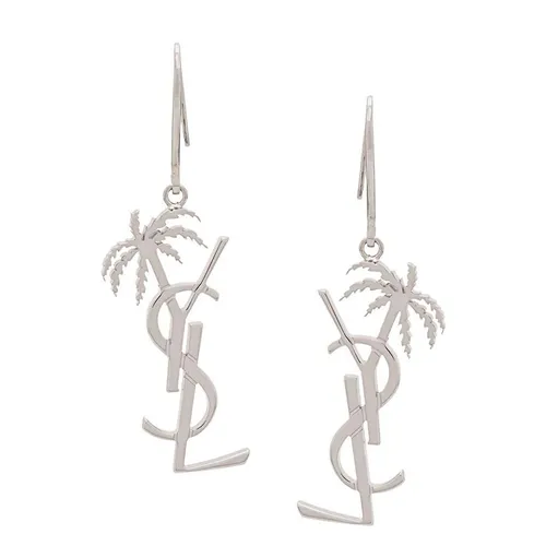 Khuyên Tai Nữ Yves Saint Laurent YSL Metallic Monogram Palm Earrings Màu Bạc