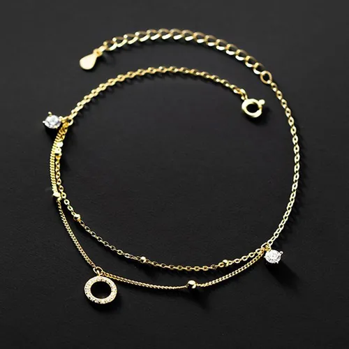 Lắc Chân Nữ Lili Jewelry 2 Tầng Đính Đá CZ Cao Cấp Eirlys LILI_919288 Màu Vàng - Trang sức - Vua Hàng Hiệu
